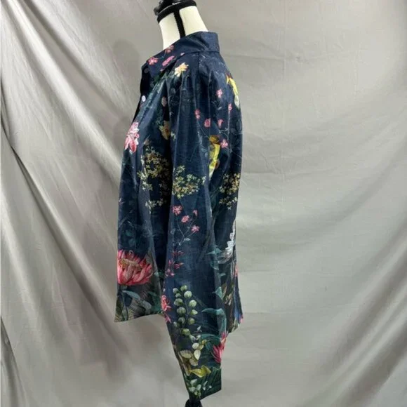 Boho Floral Print Blouse Blue - Picture 8 of 9